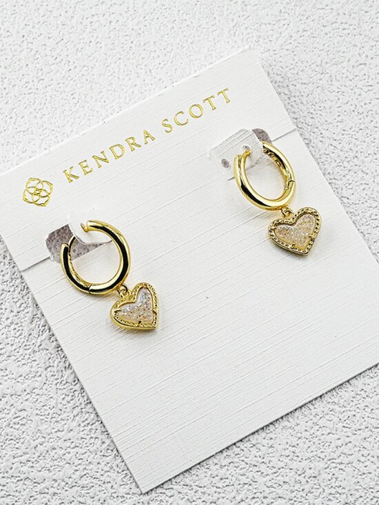 Kendra Scott Ari Pave Crystal Heart Stud Earrings in White  Kendra Scott Heart Crystal Spike Earrings